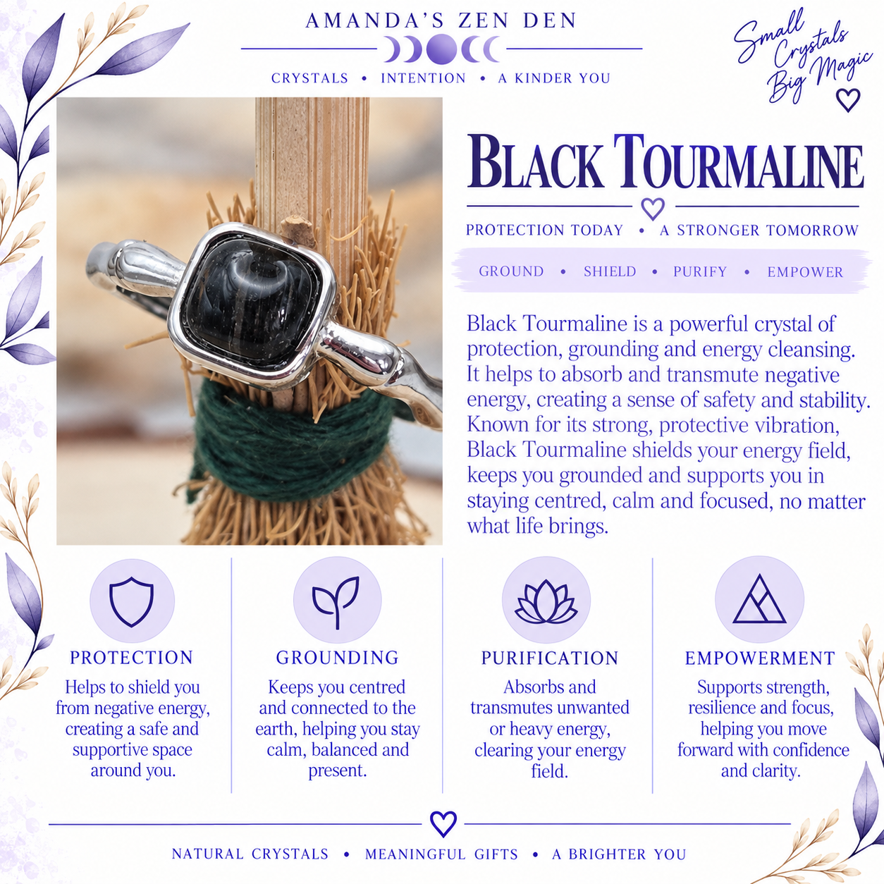 Black Tourmaline crystal guide using Amanda’s own photograph