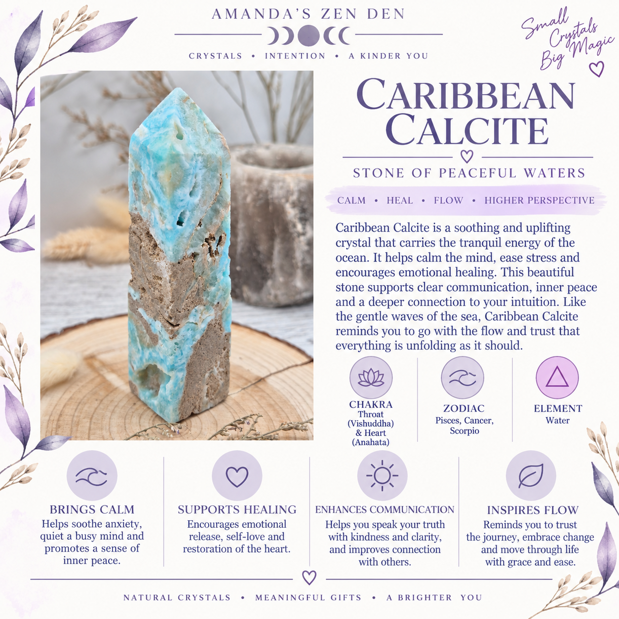 Caribbean Calcite crystal guide using Amanda’s own photograph