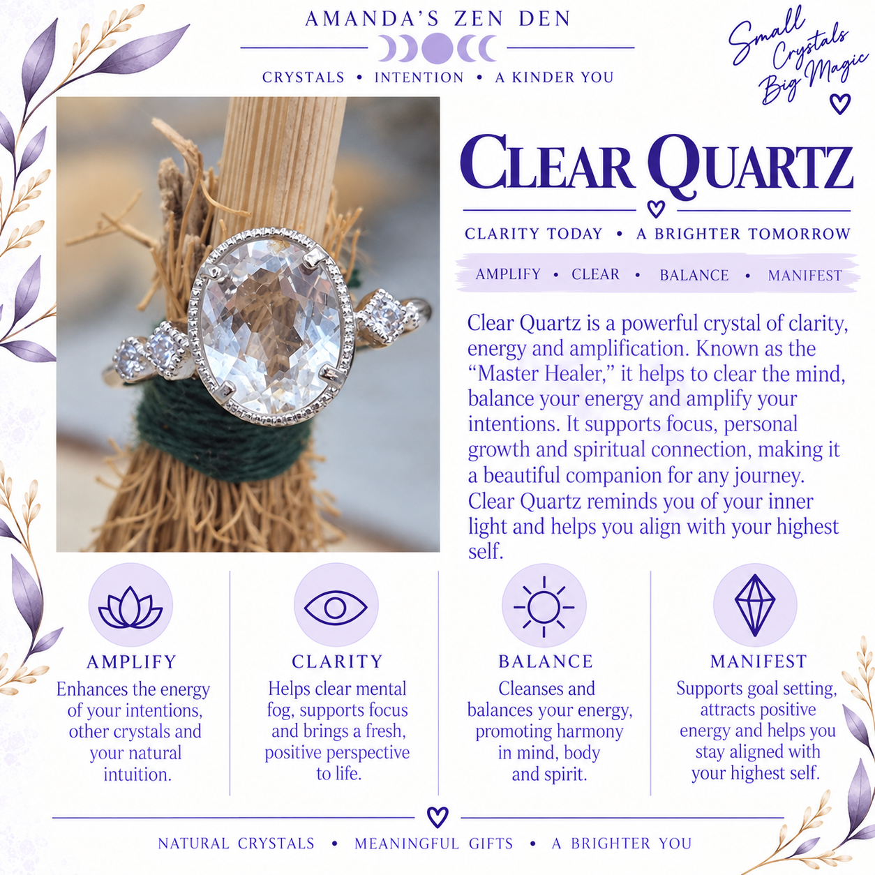 Clear Quartz crystal guide using Amanda’s own photograph