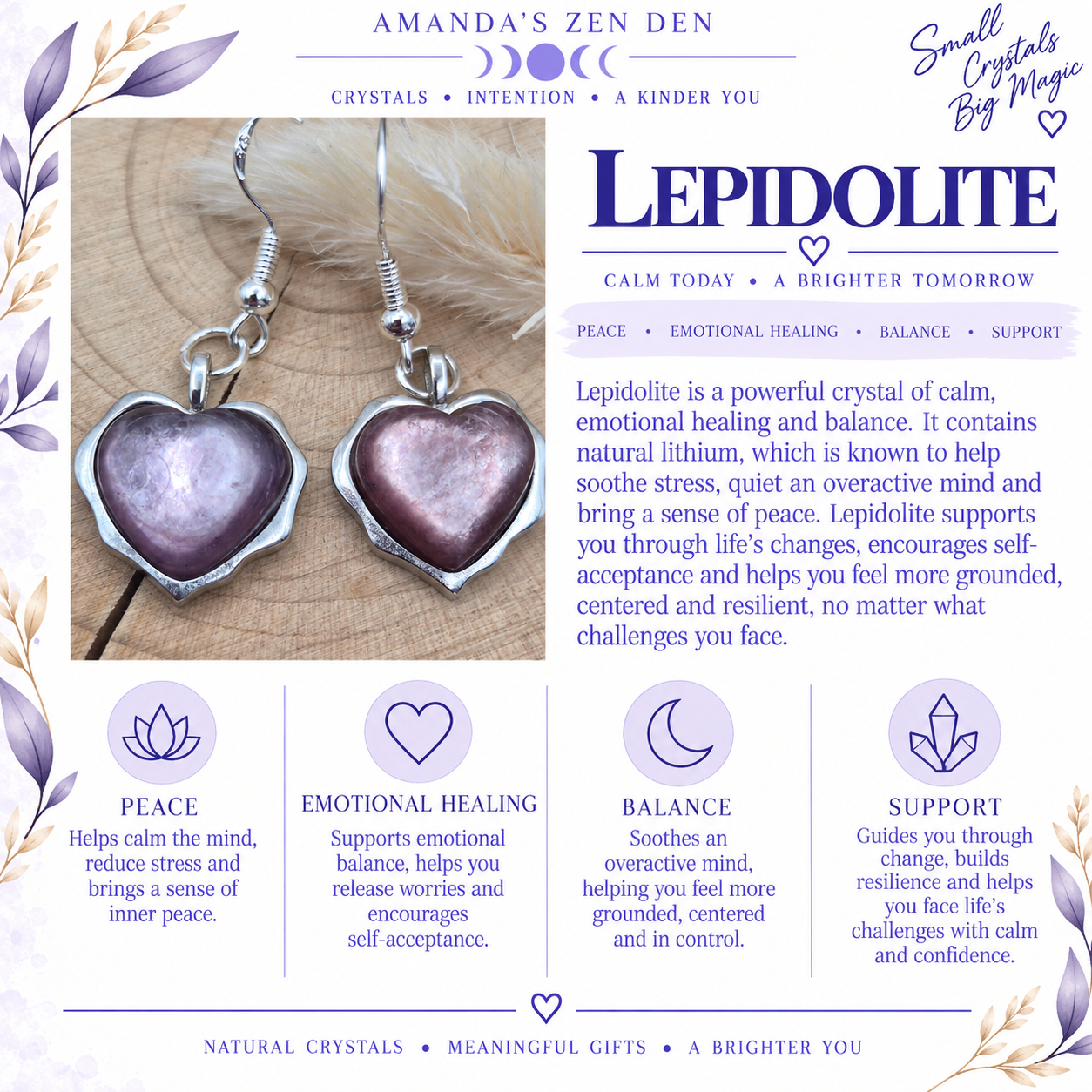 Lepidolite crystal guide using Amanda’s own photograph