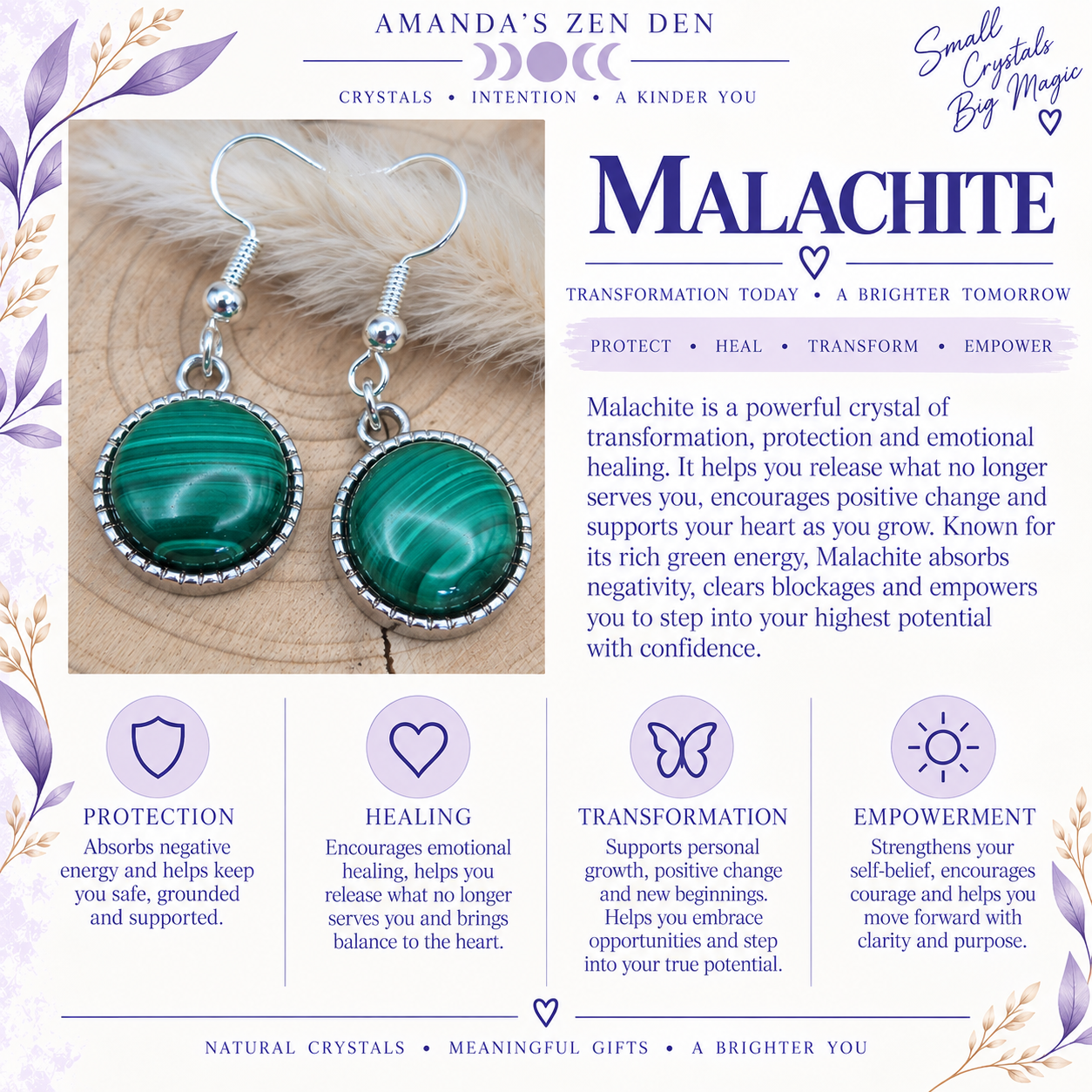 Malachite crystal guide using Amanda’s own photograph