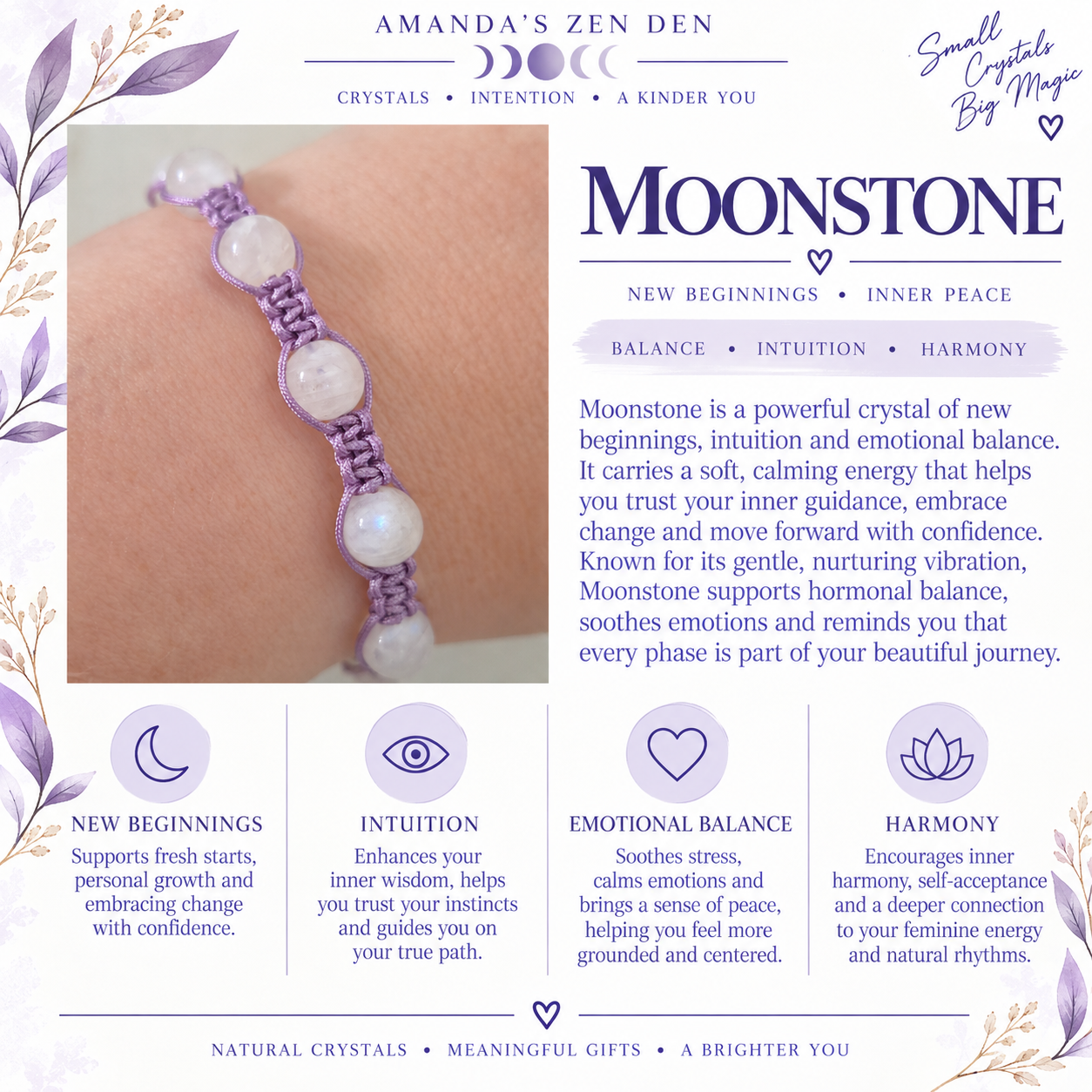 Moonstone crystal guide using Amanda’s own photograph