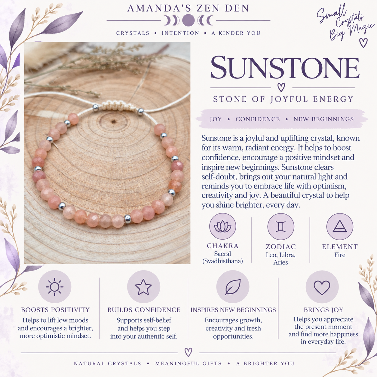 Sunstone crystal guide using Amanda’s own photograph