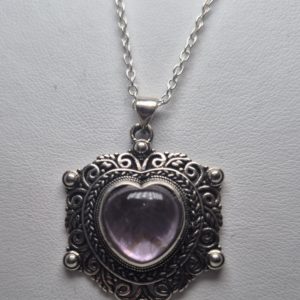 Amethyst Heart Vintage Pendant