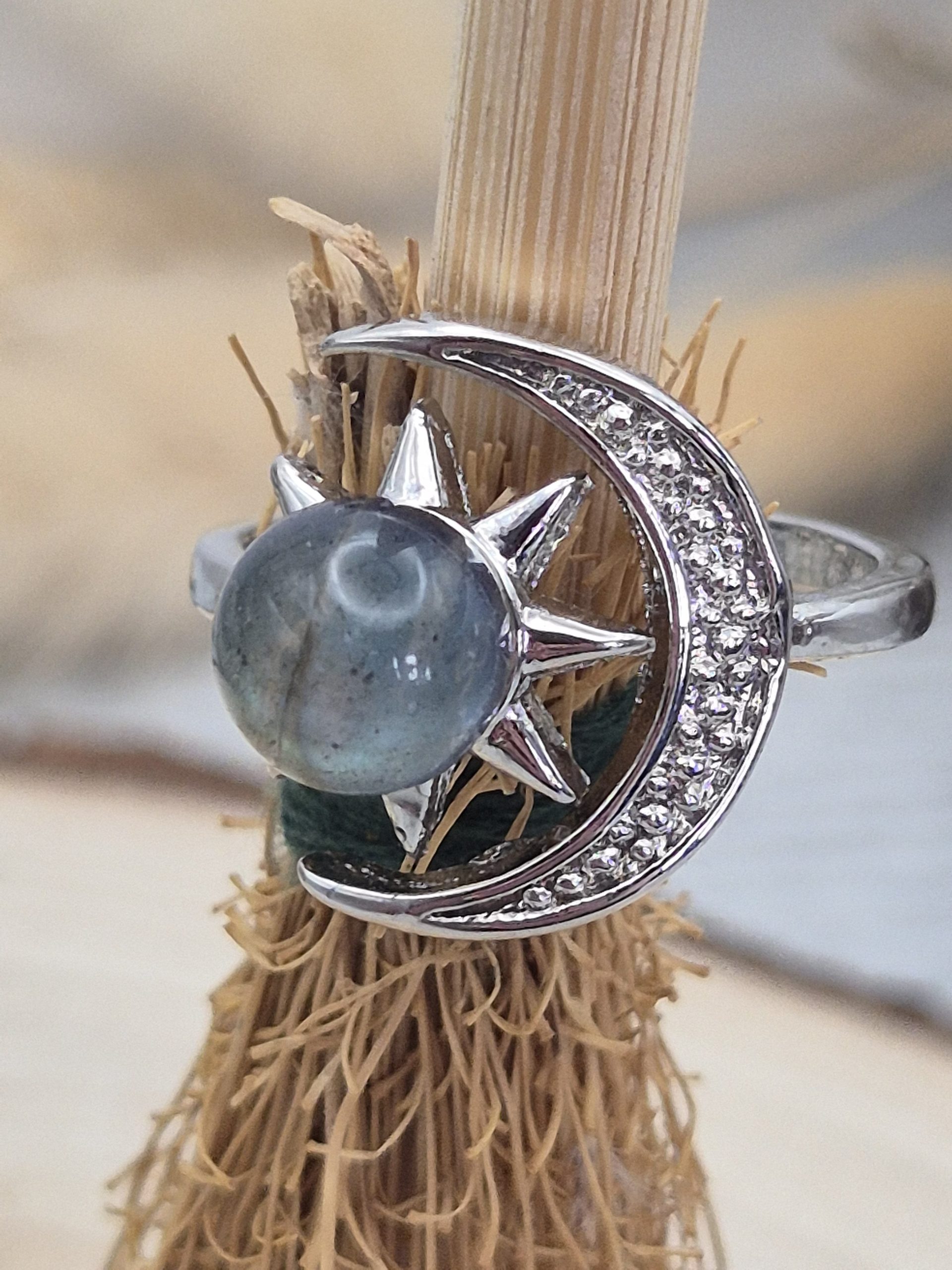 Labradorite Sun & Moon Ring