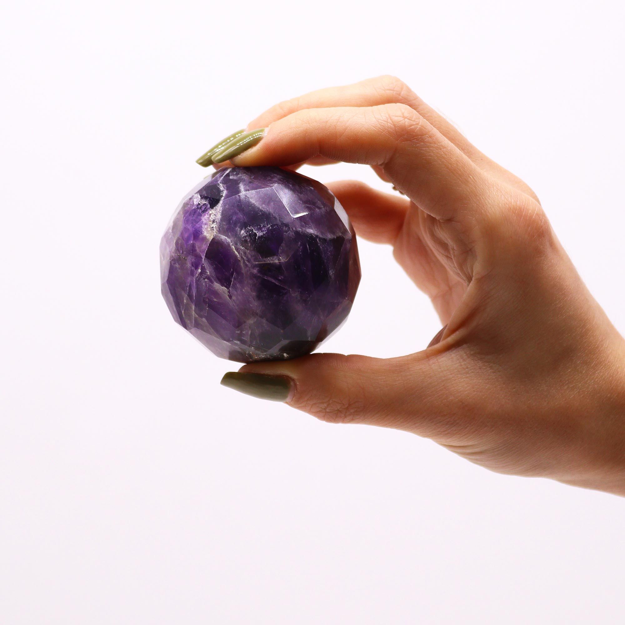 Gemstone Faceted Healing Ball & Stand - Amethyst - Image 4