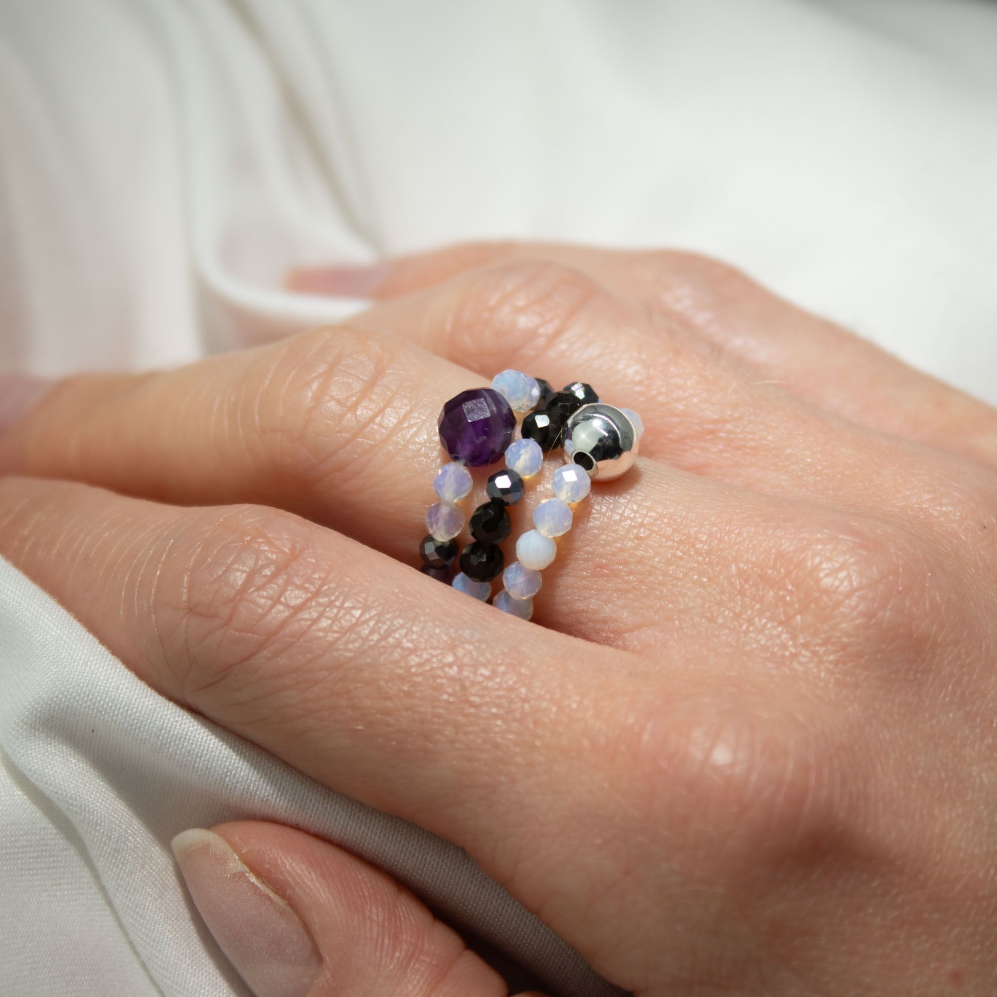 Nymph Spirit Gemstone Ring Set - Full Moon - Image 4