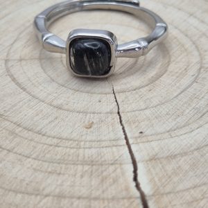 Black Tourmaline Adjustable Ring