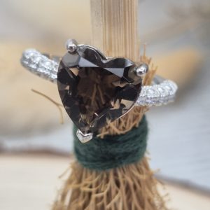 Smoky Quartz Adjustable Heart Ring